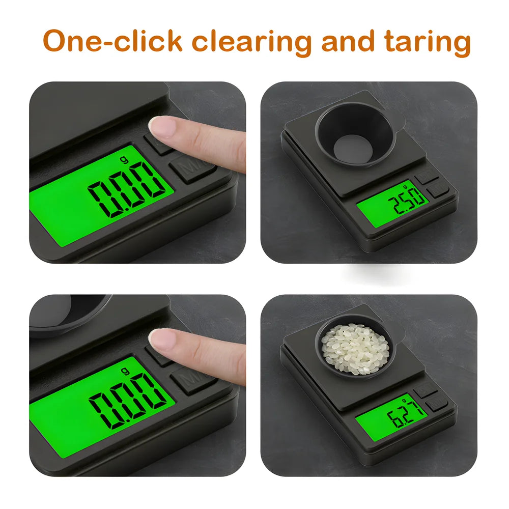 100/500/1000g 0.01g Mini Digital Scale - High Precision Electronic Pocket Scale - Jewelry Weight Kitchen Portable Electronic Scale
