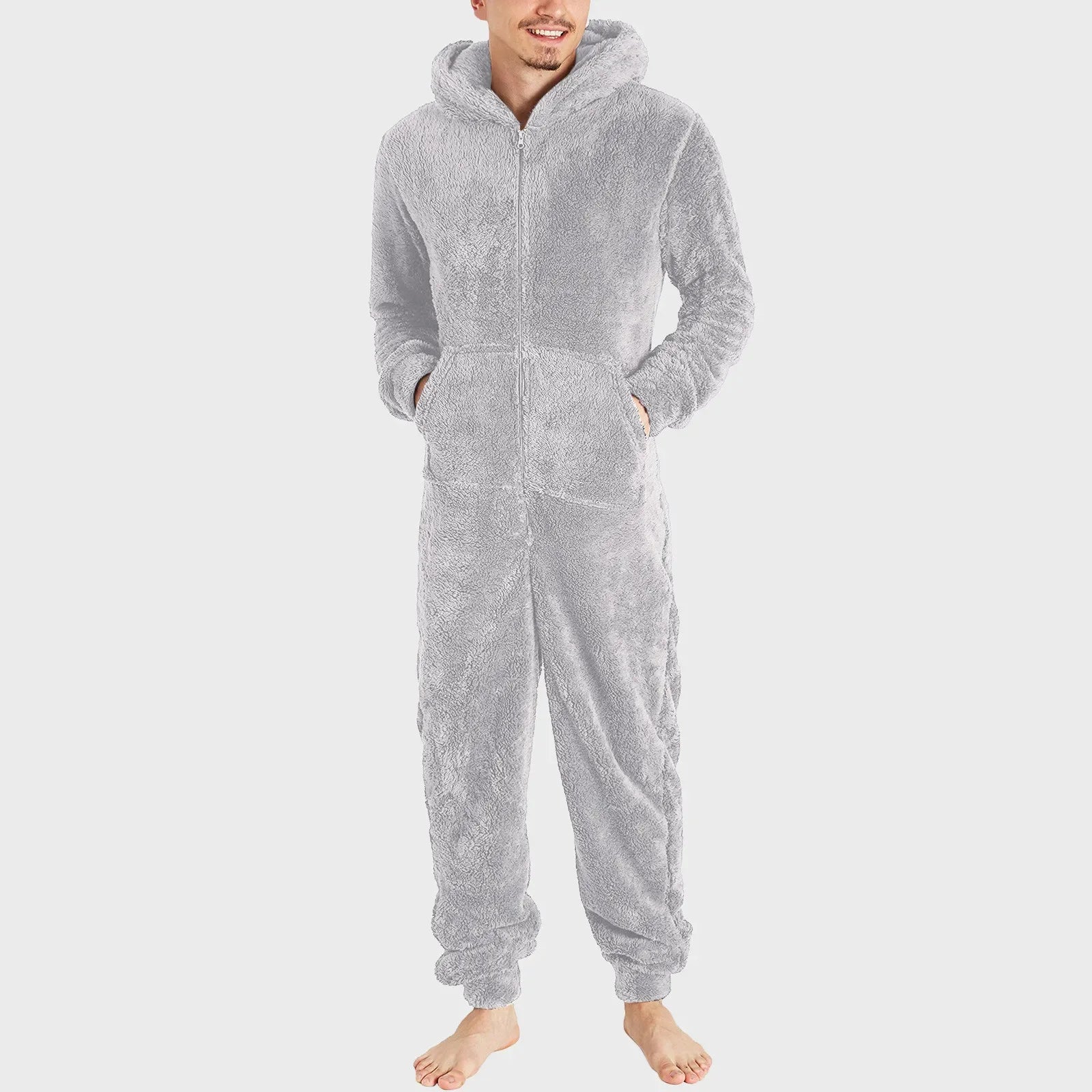 Men's Sleepwear Jump Suit - Plush Thermal One-piece Pajamas