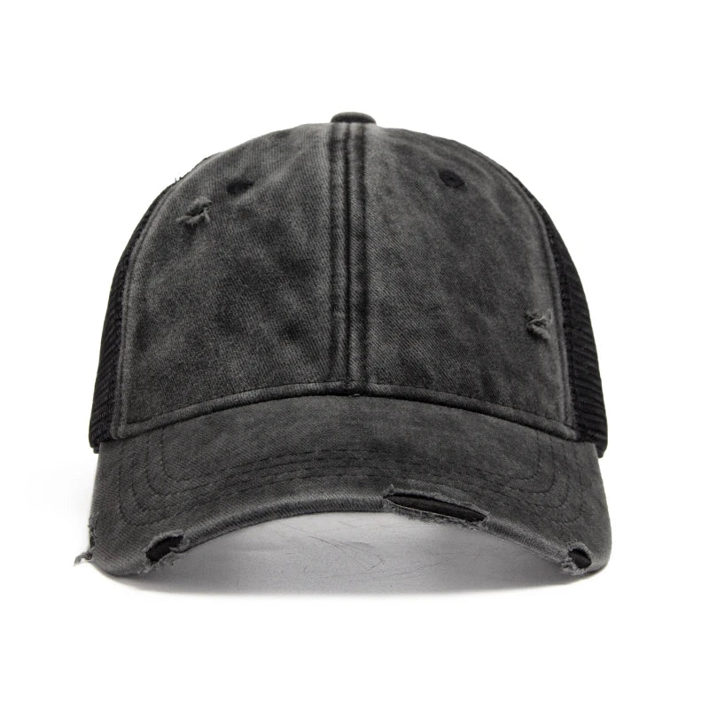 Outdoor Mesh Baseball Cap - Summer Casual - Washed - Sun Visor - Hip Hop Cap Adjustable For Snapback