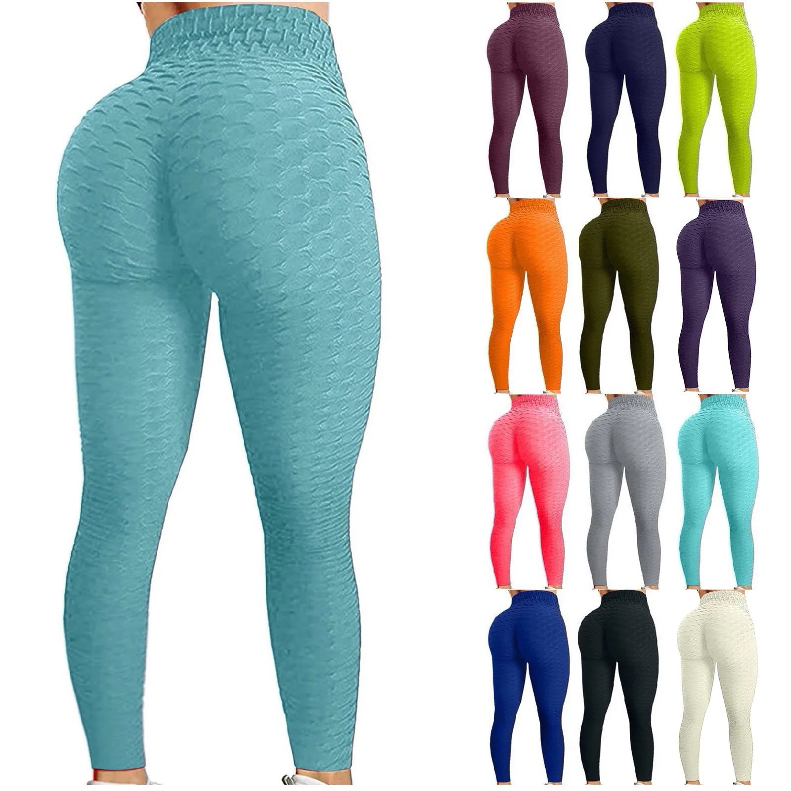 Women's Yoga Leggings - Fitness, Running, High-Waist, Slim Pants - Push Up Sports, Gym, Quick-Dry, Jogging, Workout Pants