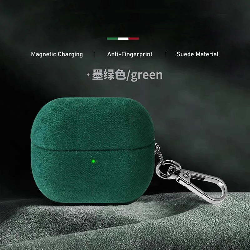 Luxury Italian Suede Leather Headphone Case for AirPods 4, 3, 2, 1 - Supercar Material - Wireless Charge Earphone Case