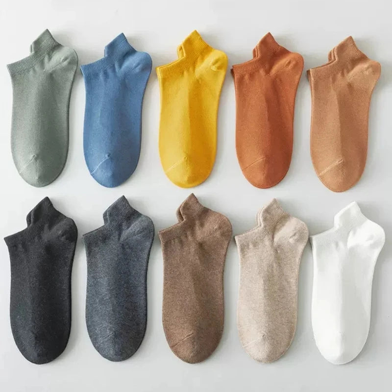 14 - 10 - 5 - 4 - 3 pairs - Men's Crew, Quarter Crew, and Ankle Socks Cotton Socks for All Seasons - Solid Color and Versatile
