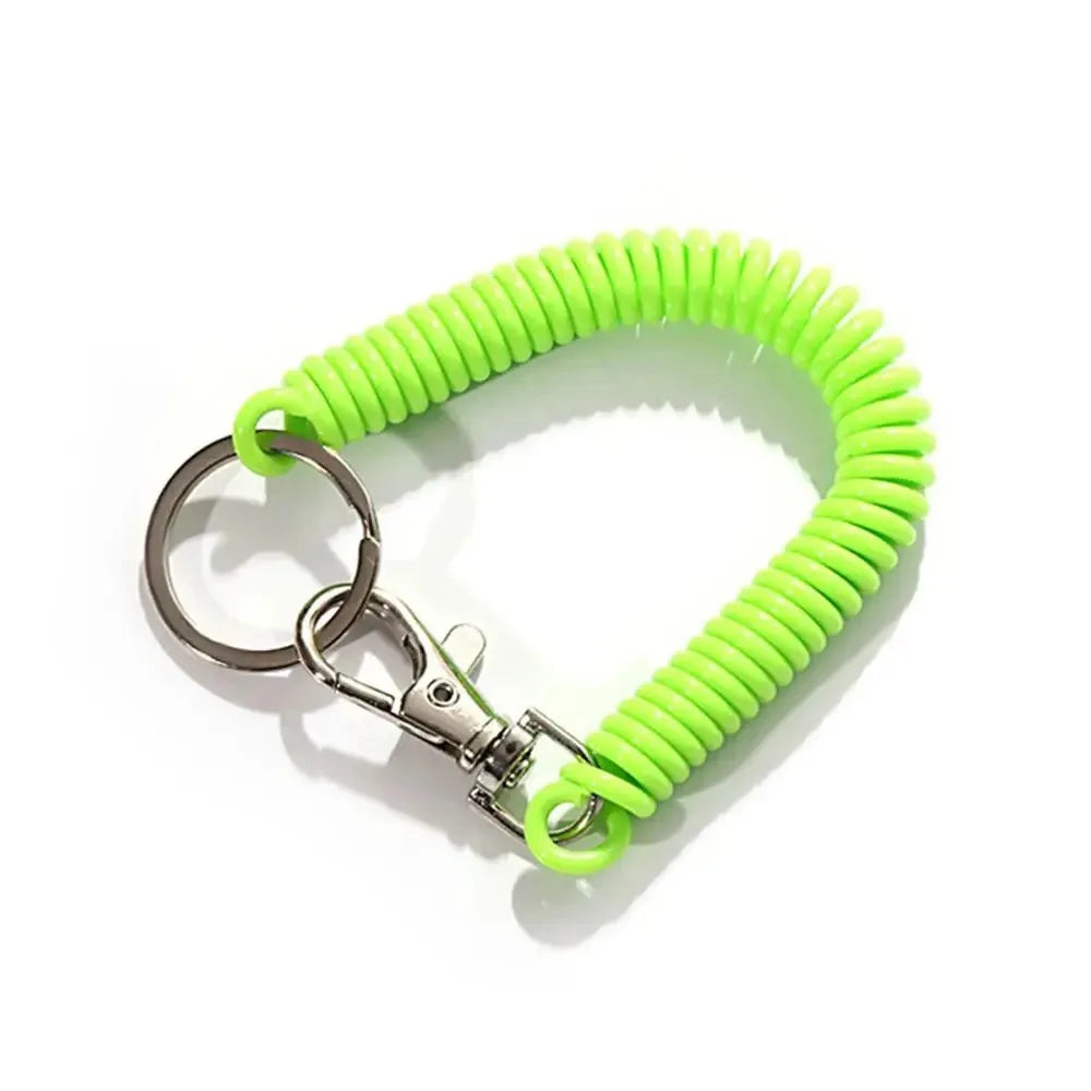 1-3 Pcs - 18cm Spiral Elastic Spring Rope Keychain - Key Ring Metal Carabiner for Anti-lost Ant-theft Phone, Wallet - Spring Key Cord Clasp Hook