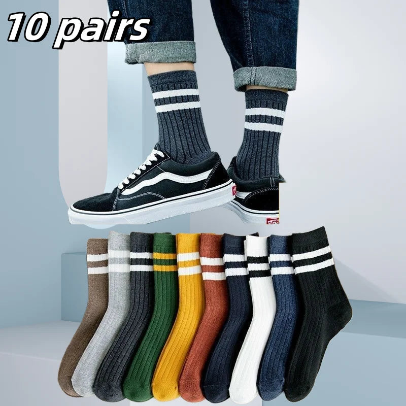 14 - 10 - 5 - 4 - 3 pairs - Men's Crew, Quarter Crew, and Ankle Socks Cotton Socks for All Seasons - Solid Color and Versatile