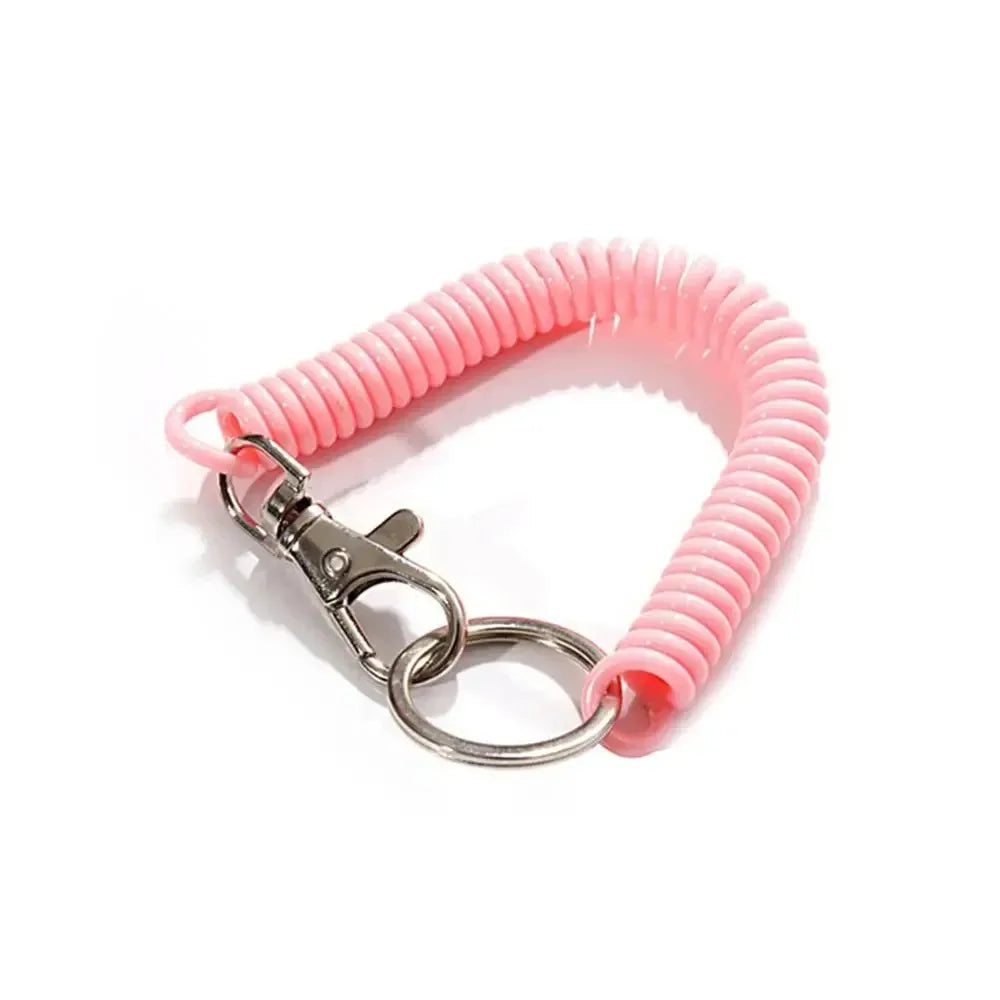 1-3 Pcs - 18cm Spiral Elastic Spring Rope Keychain - Key Ring Metal Carabiner for Anti-lost Ant-theft Phone, Wallet - Spring Key Cord Clasp Hook