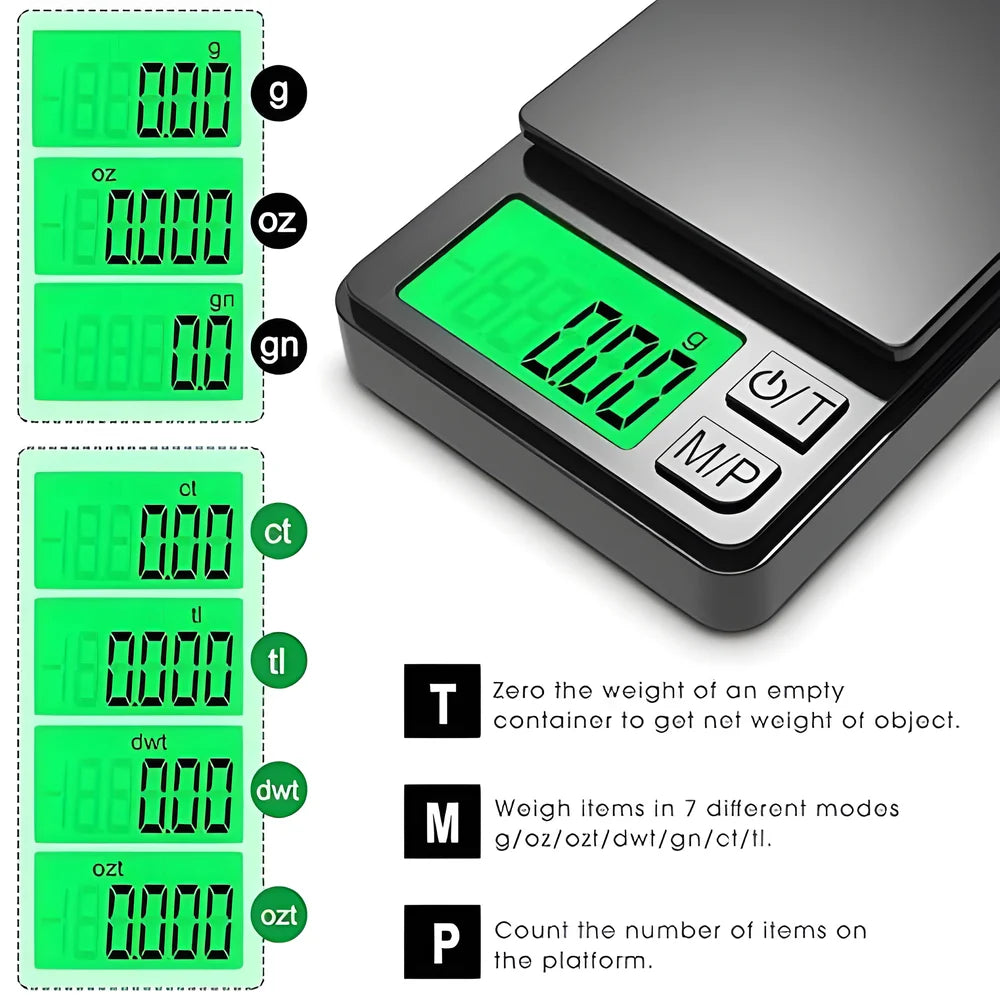 100/500/1000g 0.01g Mini Digital Scale - High Precision Electronic Pocket Scale - Jewelry Weight Kitchen Portable Electronic Scale