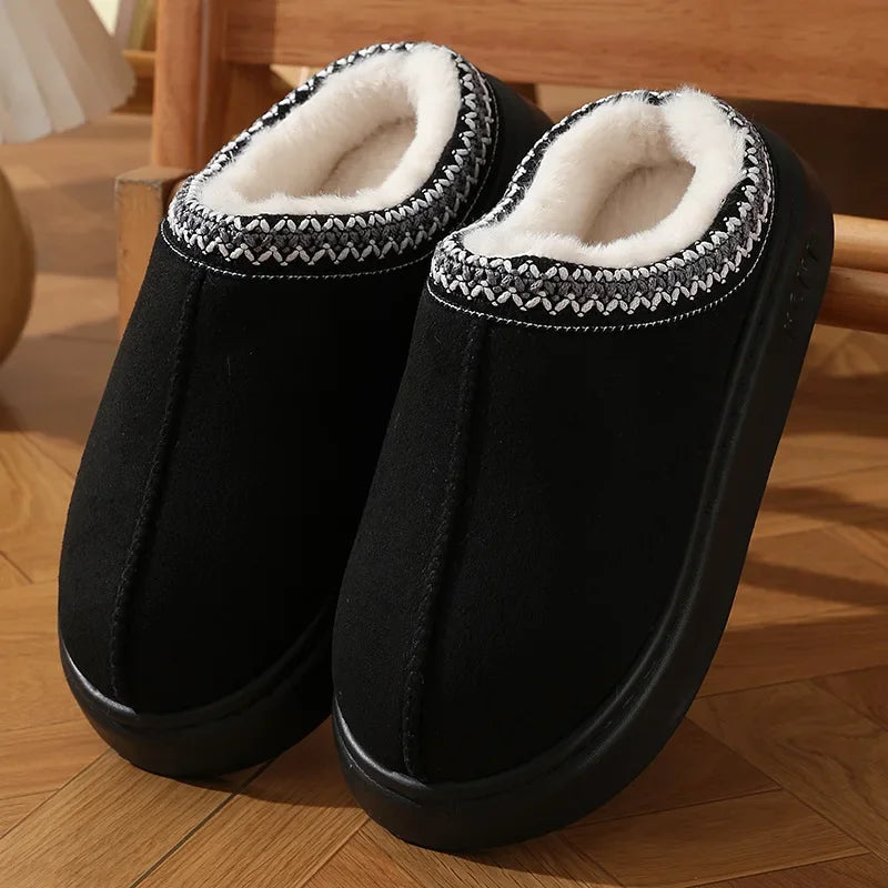 CHEAPER New Fashion Fluffy Platform Slippers for Women Winter Plush Warm Cotton Shoes Woman Comfort Non Slip Unisex Home Slippers