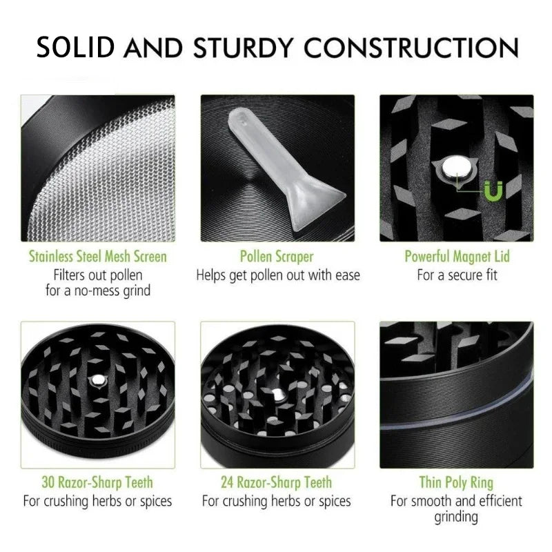 Mini Metal Herb Grinders - 4 Layers 63 mm - Zinc Alloy Tobacco Dry Herbal Grass Grinder