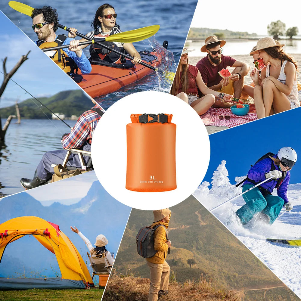 Ultralight Dry Sack - Waterproof Dry Bag - Outdoors Stuff Sacks for Camping, Hiking, Kayaking - 3L - 5L - 12L - 20L - 35L