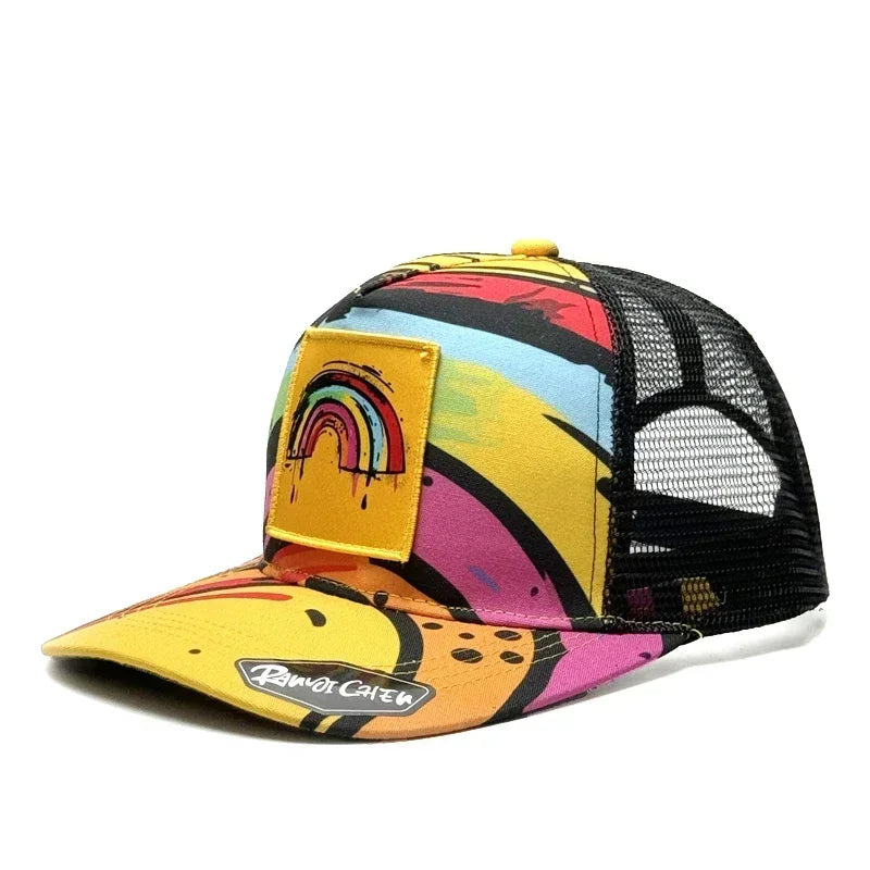 Fashion Trucker Caps - Colourful Zoon Patch - Four Seasons Snapback - Baseball Cap for Women and Men - Adjustable Visor Hat