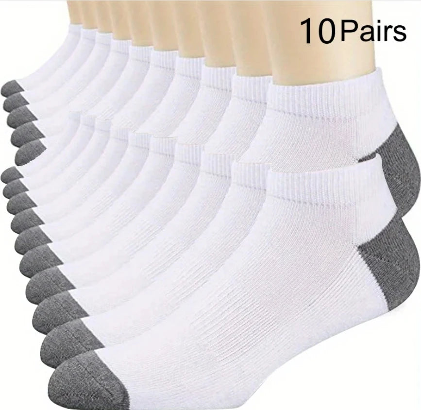 14 - 10 - 5 - 4 - 3 pairs - Men's Crew, Quarter Crew, and Ankle Socks Cotton Socks for All Seasons - Solid Color and Versatile