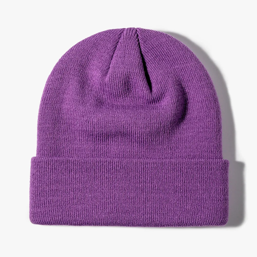 Personalized Custom Logo Knitted Hat - Solid Color Unisex Skull Beanies Cap - Men's and Women's Warm Hats