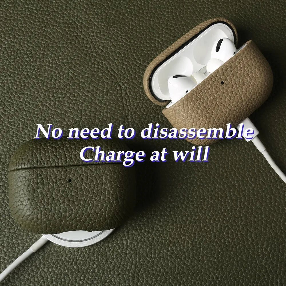 Genuine Leather Case For Airpods 4, 3, 2, 1 Pro - Luxury Handmade Wireless Bluetooth Earphone Box Protective Shell