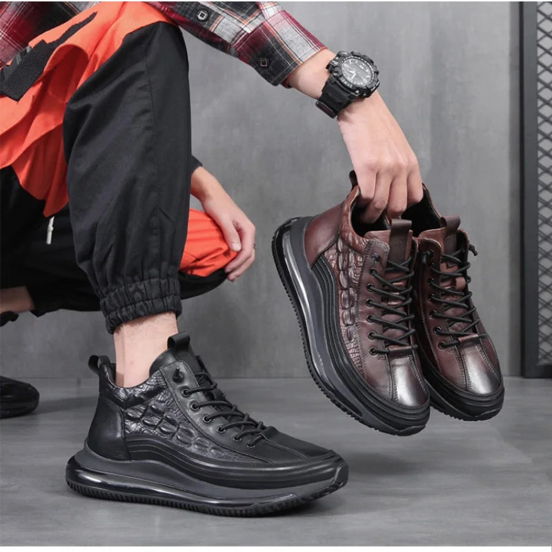 Men's Thick Air Bottom Cushion Crocodile Non-Slip Sneakers