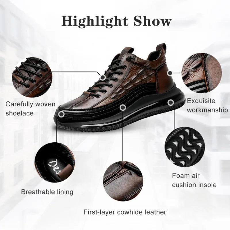 Men's Thick Air Bottom Cushion Crocodile Non-Slip Sneakers