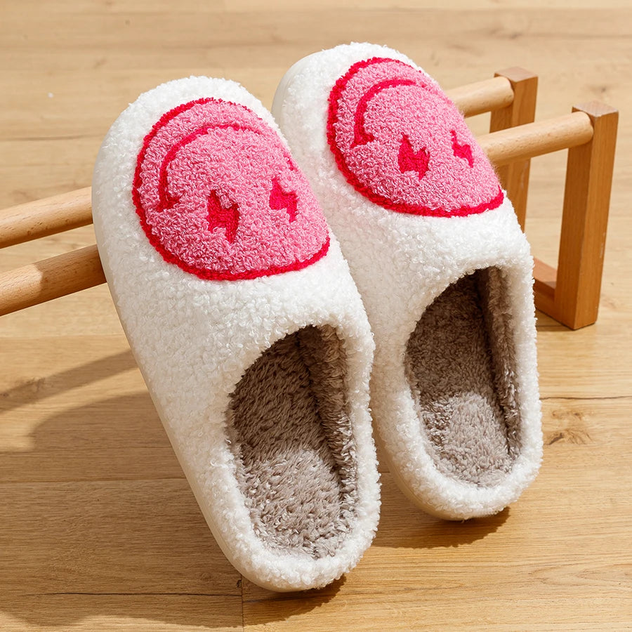 Women's Cute Lightning Smiley Face House Slippers
