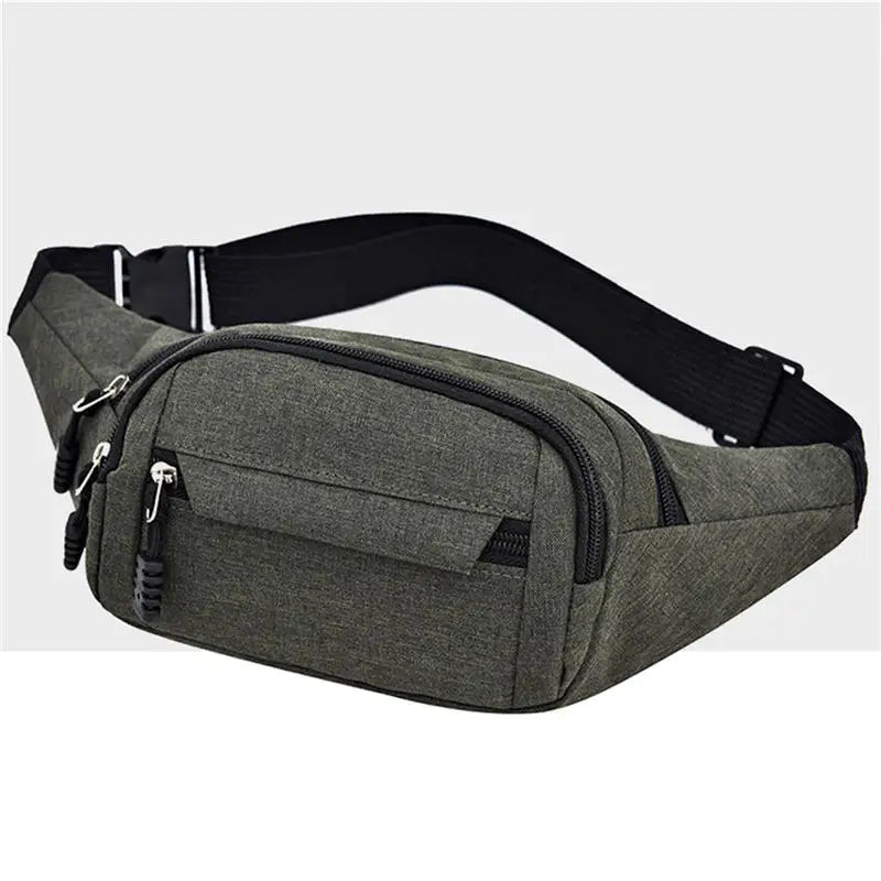 Water-resistant Waist Packs - Outdoor Sports Bag - Unisex - Canvas Pouch - Fanny Pouch - Solid Color - Zipper Crossbody Bag