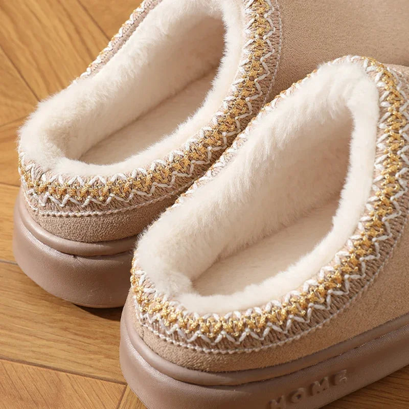 CHEAPER New Fashion Fluffy Platform Slippers for Women Winter Plush Warm Cotton Shoes Woman Comfort Non Slip Unisex Home Slippers