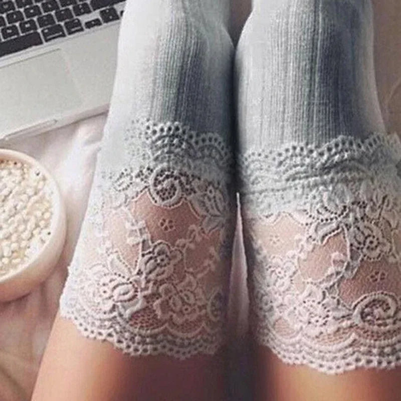 Women's Stockings - Warm Thigh - High Over The Knee Socks - Long Cotton Lace Up Stockings - Medias Winter Sexy Stockings