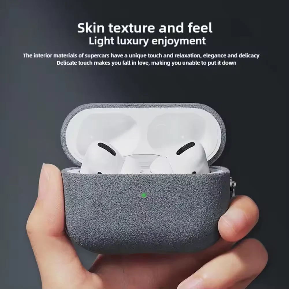 Luxury Italian Suede Leather Headphone Case for AirPods 4, 3, 2, 1 - Supercar Material - Wireless Charge Earphone Case