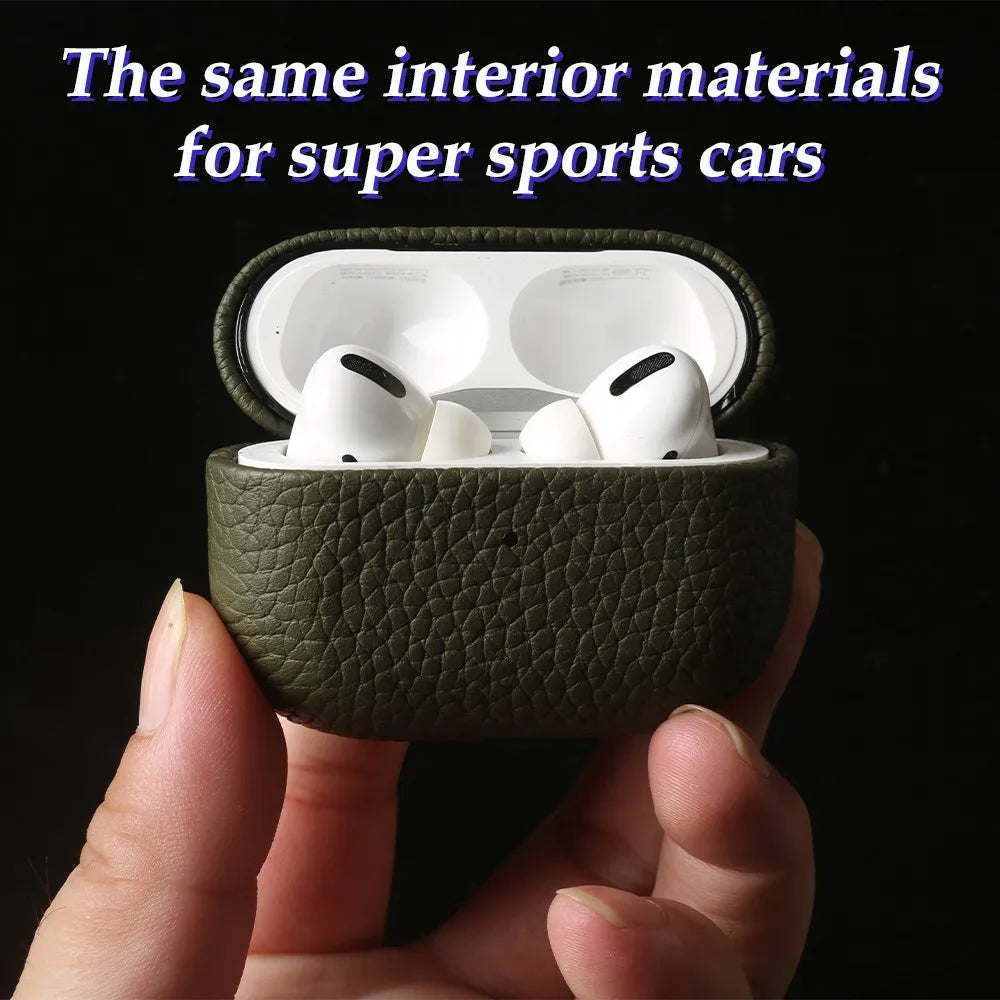 Genuine Leather Case For Airpods 4, 3, 2, 1 Pro - Luxury Handmade Wireless Bluetooth Earphone Box Protective Shell