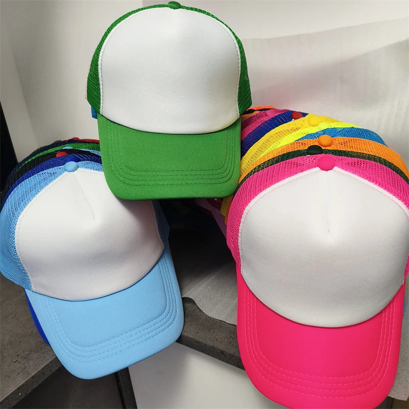 Customize Trucker Cap Unisex - Heat Transfer Logo - Mesh Caps - Summer Adjustable Foam Trucker Hat
