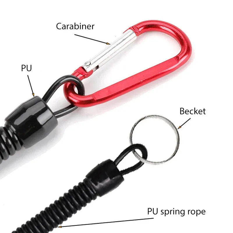 5pcs Fishing Lanyards - Tactical Retractable Spring Elastic Rope With Carabiner - Camping - Anti-lost Phone Keychain - Fishing Rope