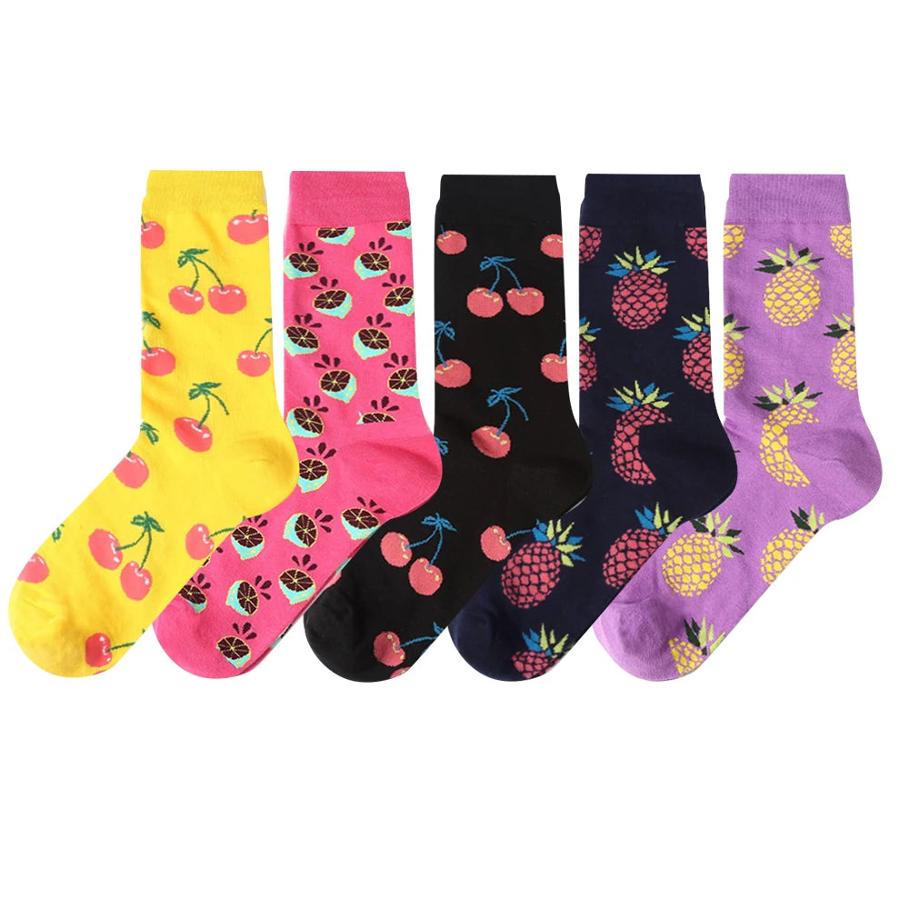 5 pairs - New Men's and Women's Cotton Socks - Casual Colorful Socks - Crew Socks - Street Skateboard Socks - Happy, Funny, Harajuku, Sox, Meias