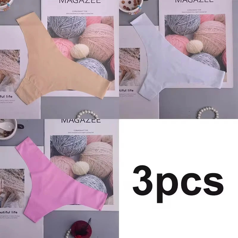 3 pairs - Women's Panties - Ice Silk Underwear Low Waist V-Waist Briefs Cotton Crotch Breathable Quick-Drying Sports Underwear