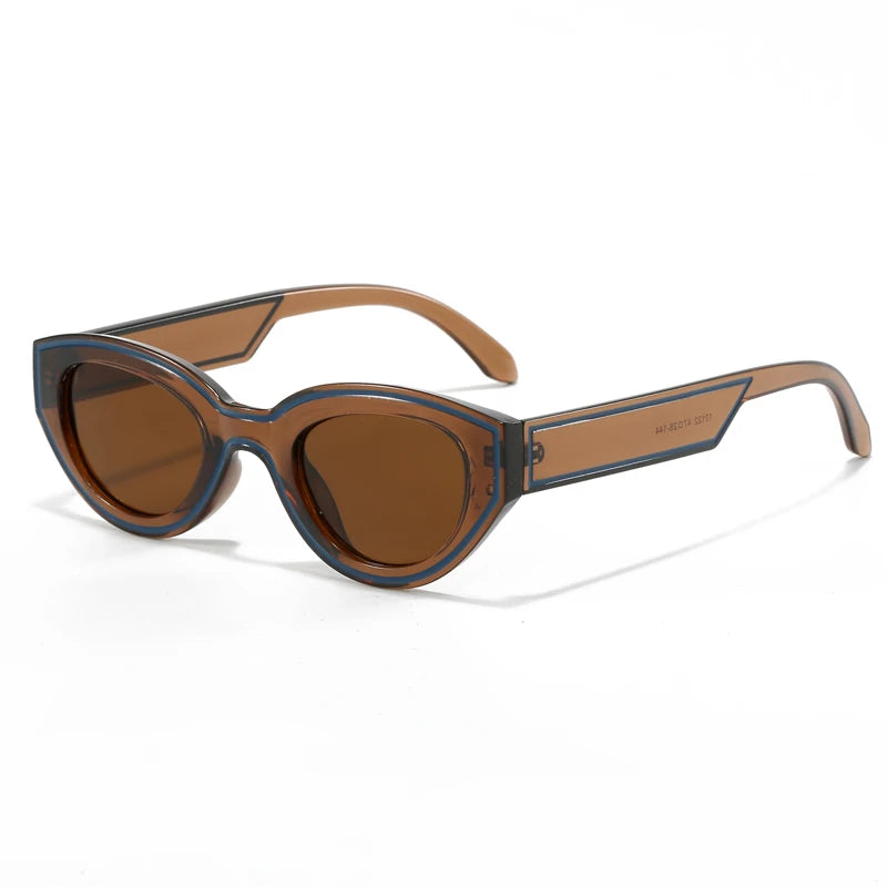 New Trendy Polygon Women Sunglasses Vintage Gradient Candy Color Shades Cat Eye Brand Designer Travelling Eyewear UV400