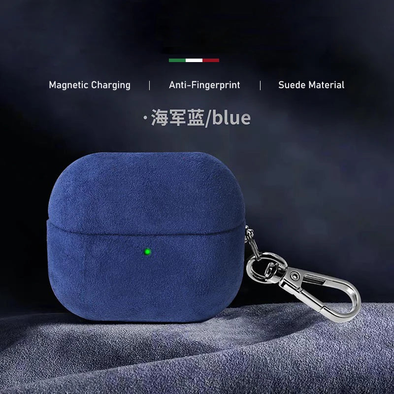 Luxury Italian Suede Leather Headphone Case for AirPods 4, 3, 2, 1 - Supercar Material - Wireless Charge Earphone Case