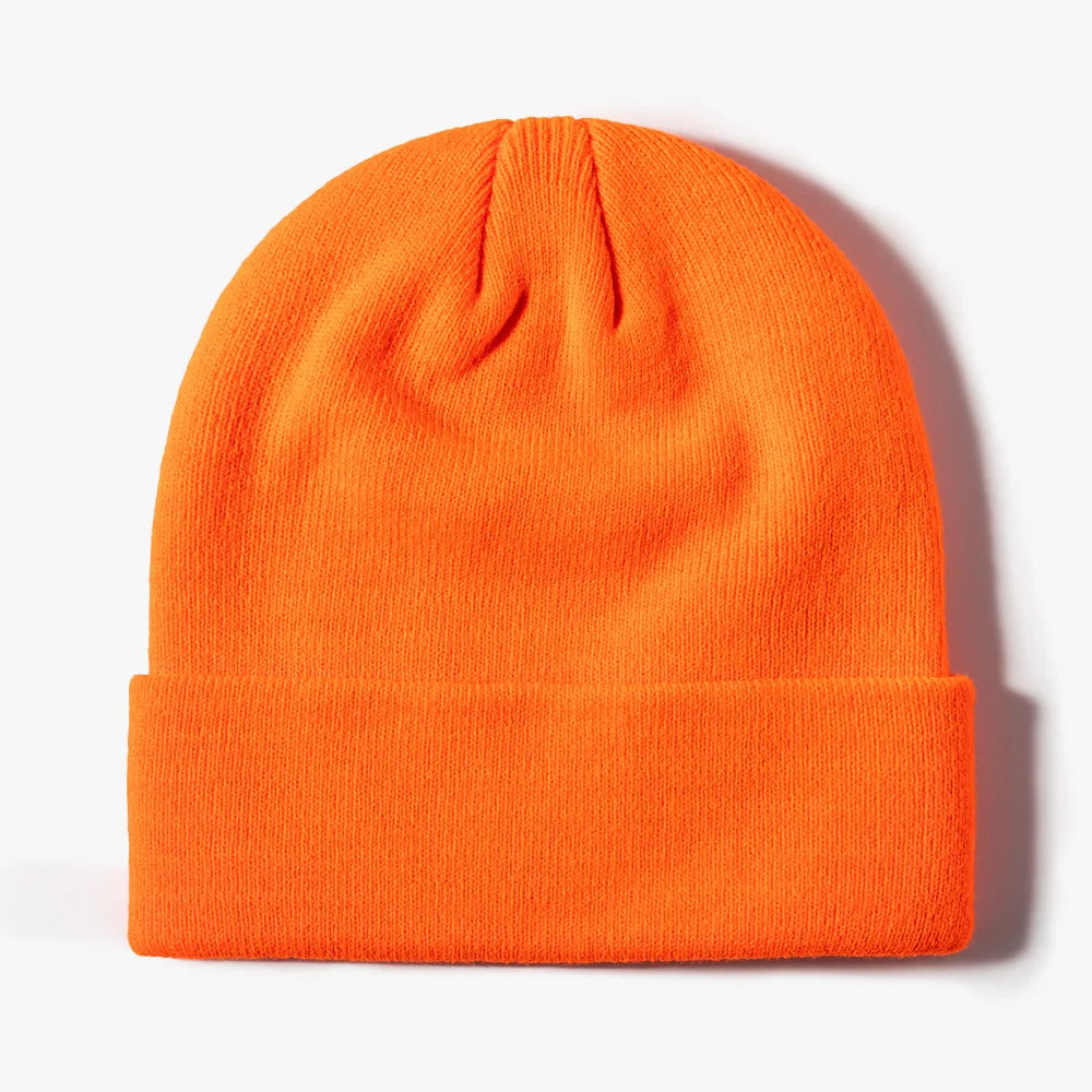 Personalized Custom Logo Knitted Hat - Solid Color Unisex Skull Beanies Cap - Men's and Women's Warm Hats