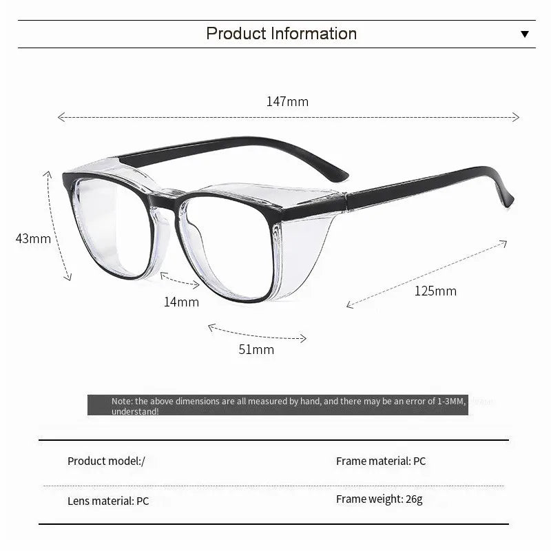Clear Safety Glasses for Women and Men - Square, Anti Fog, Blue Light Blocking Glasses - Scratch Resistant Work Glass For Unisex &amp; Nurse