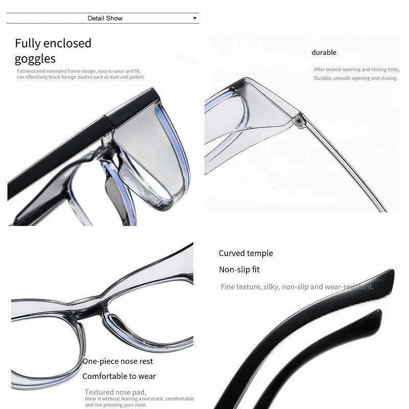 Clear Safety Glasses for Women and Men - Square, Anti Fog, Blue Light Blocking Glasses - Scratch Resistant Work Glass For Unisex &amp; Nurse