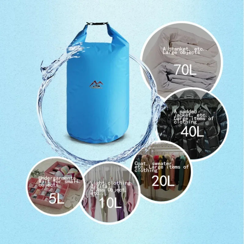 5L - 10L- 20L - 40L - 70L Waterproof Large Capacity Bag - Dry Bag For Camping, Hiking, Swimming, Rafting, Kayak, River, Trekking, Bags