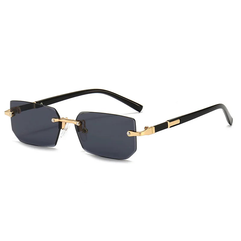 Retro Fashion Rimless Sunglasses - Classic Small Square Shades