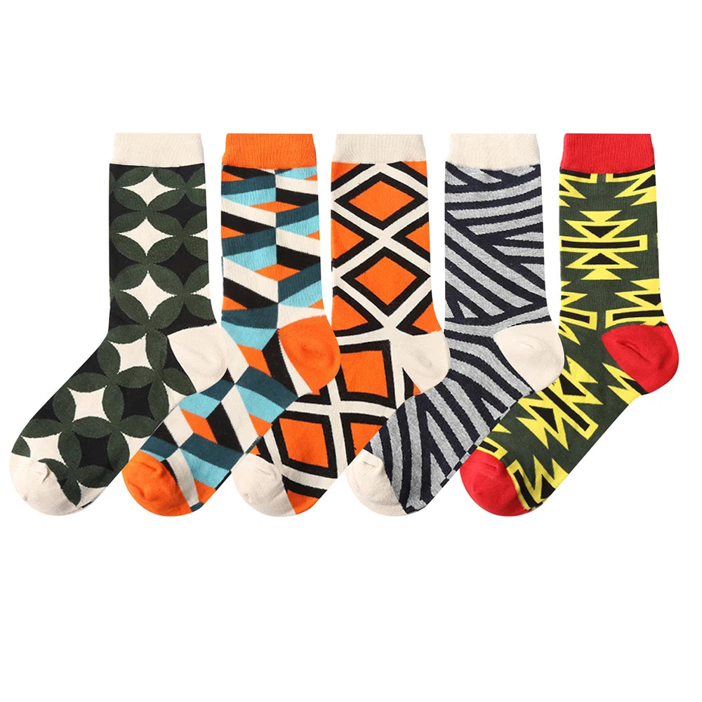 5 pairs - New Men's and Women's Cotton Socks - Casual Colorful Socks - Crew Socks - Street Skateboard Socks - Happy, Funny, Harajuku, Sox, Meias
