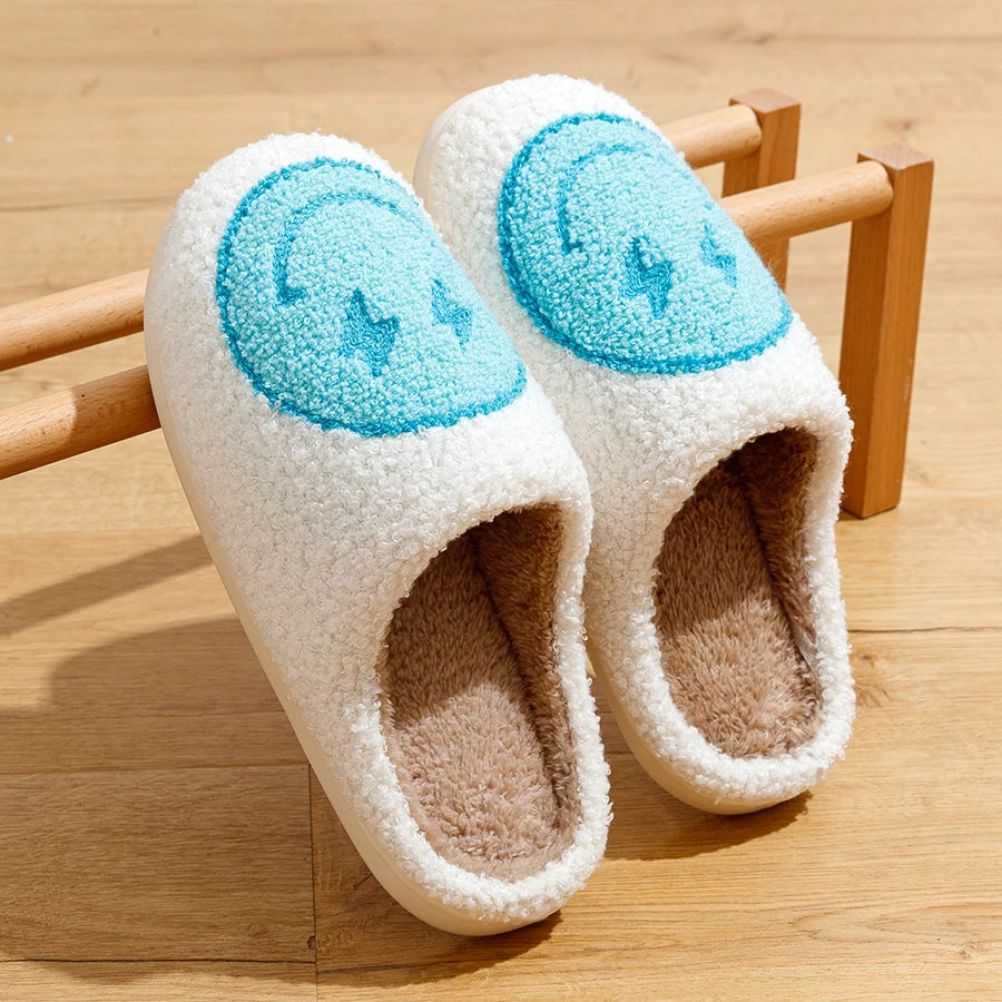 Women's Cute Lightning Smiley Face House Slippers