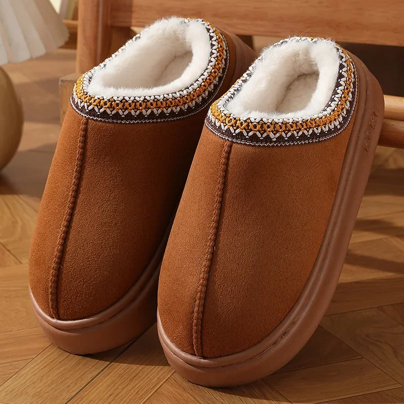 CHEAPER New Fashion Fluffy Platform Slippers for Women Winter Plush Warm Cotton Shoes Woman Comfort Non Slip Unisex Home Slippers