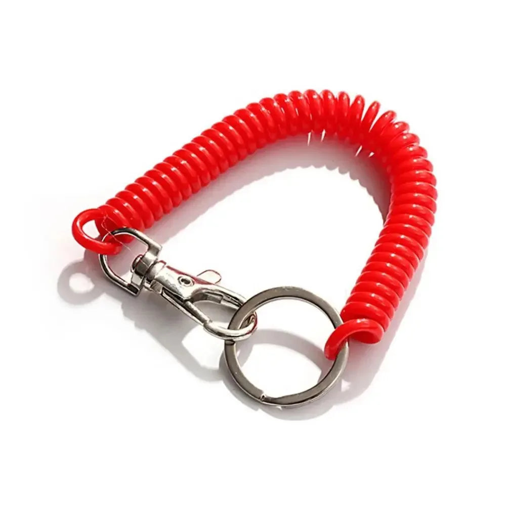 1-3 Pcs - 18cm Spiral Elastic Spring Rope Keychain - Key Ring Metal Carabiner for Anti-lost Ant-theft Phone, Wallet - Spring Key Cord Clasp Hook