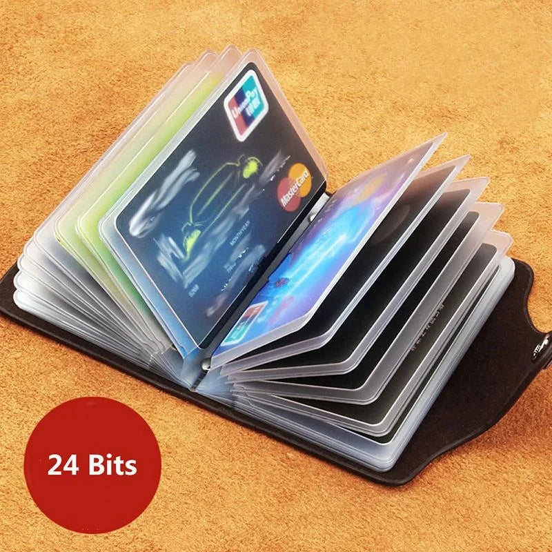 Anti-theft ID Credit Card Holder - Business Card Holder - 24 Cards - Slim PU Leather - Pocket Case - Coin Purse Wallet
