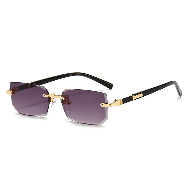Retro Fashion Rimless Sunglasses - Classic Small Square Shades