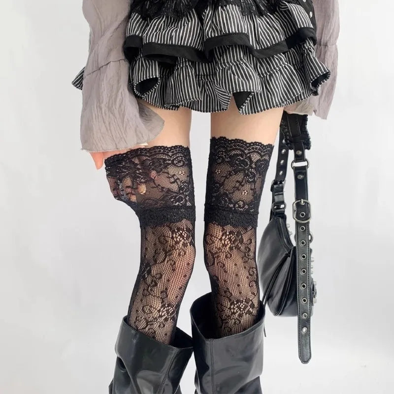 Women's Sexy Lace Floral Fishnet Stockings - Costumes - Lolita - Thigh High Socks - Nylon Mesh Breathable Over The Knee Stockings
