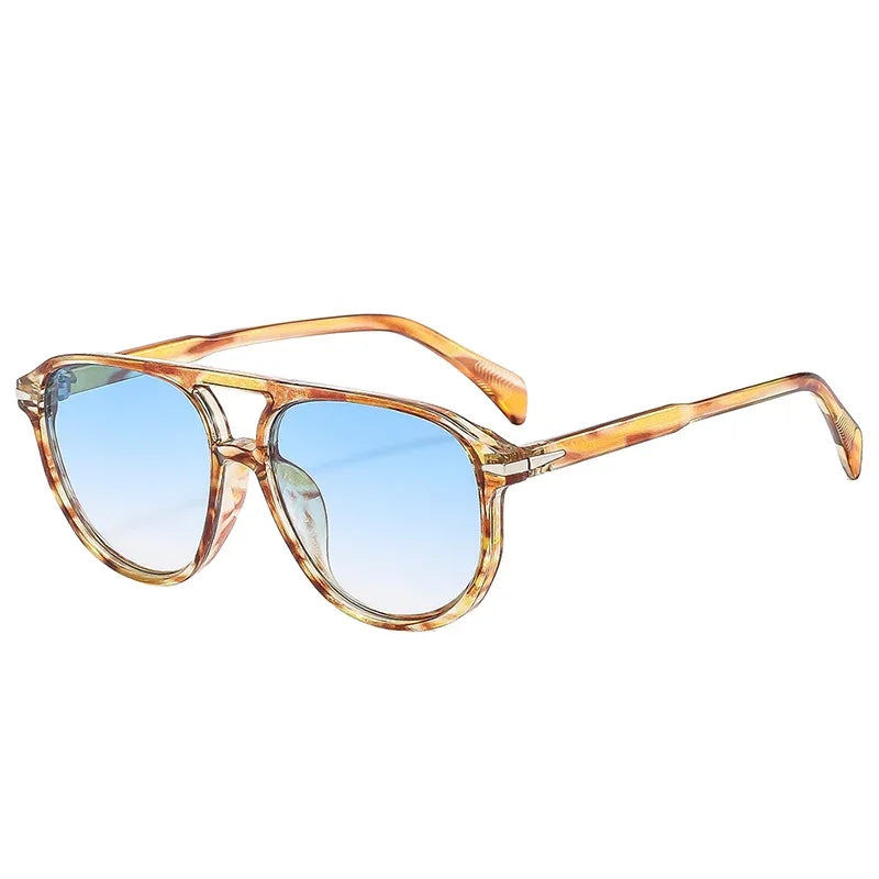 Retro Double Bridges Pilot Men's Rivets Sunglasses