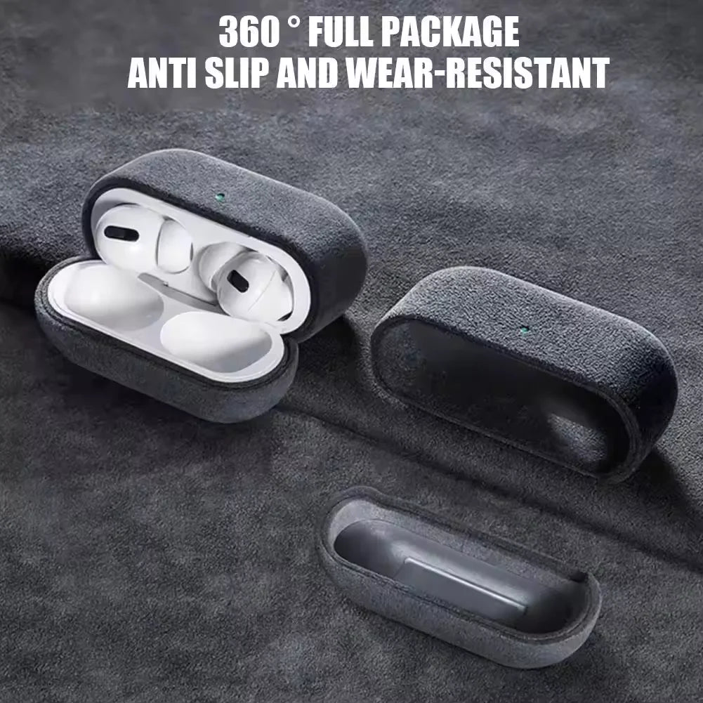 Luxury Italian Suede Leather Headphone Case for AirPods 4, 3, 2, 1 - Supercar Material - Wireless Charge Earphone Case