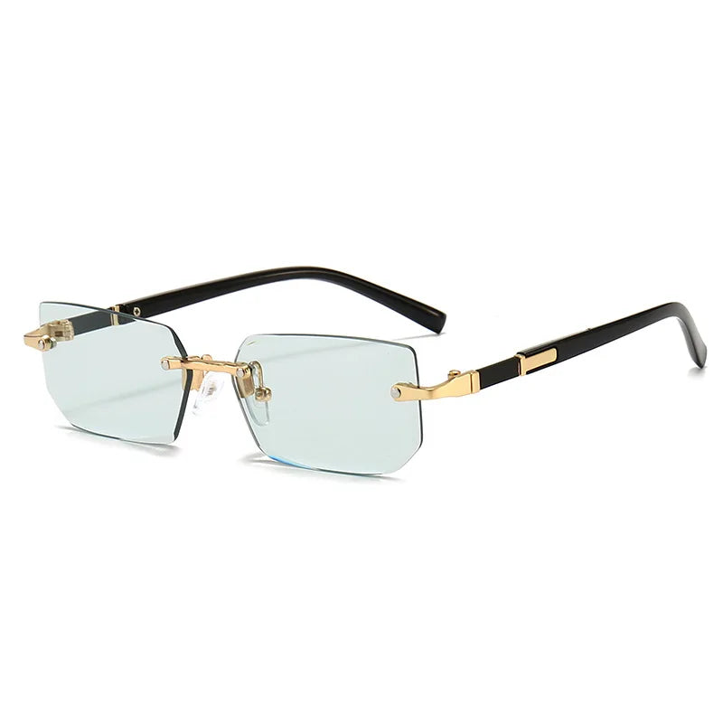 Retro Fashion Rimless Sunglasses - Classic Small Square Shades