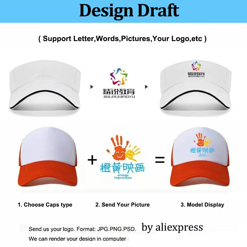 Customize Trucker Cap Unisex - Heat Transfer Logo - Mesh Caps - Summer Adjustable Foam Trucker Hat