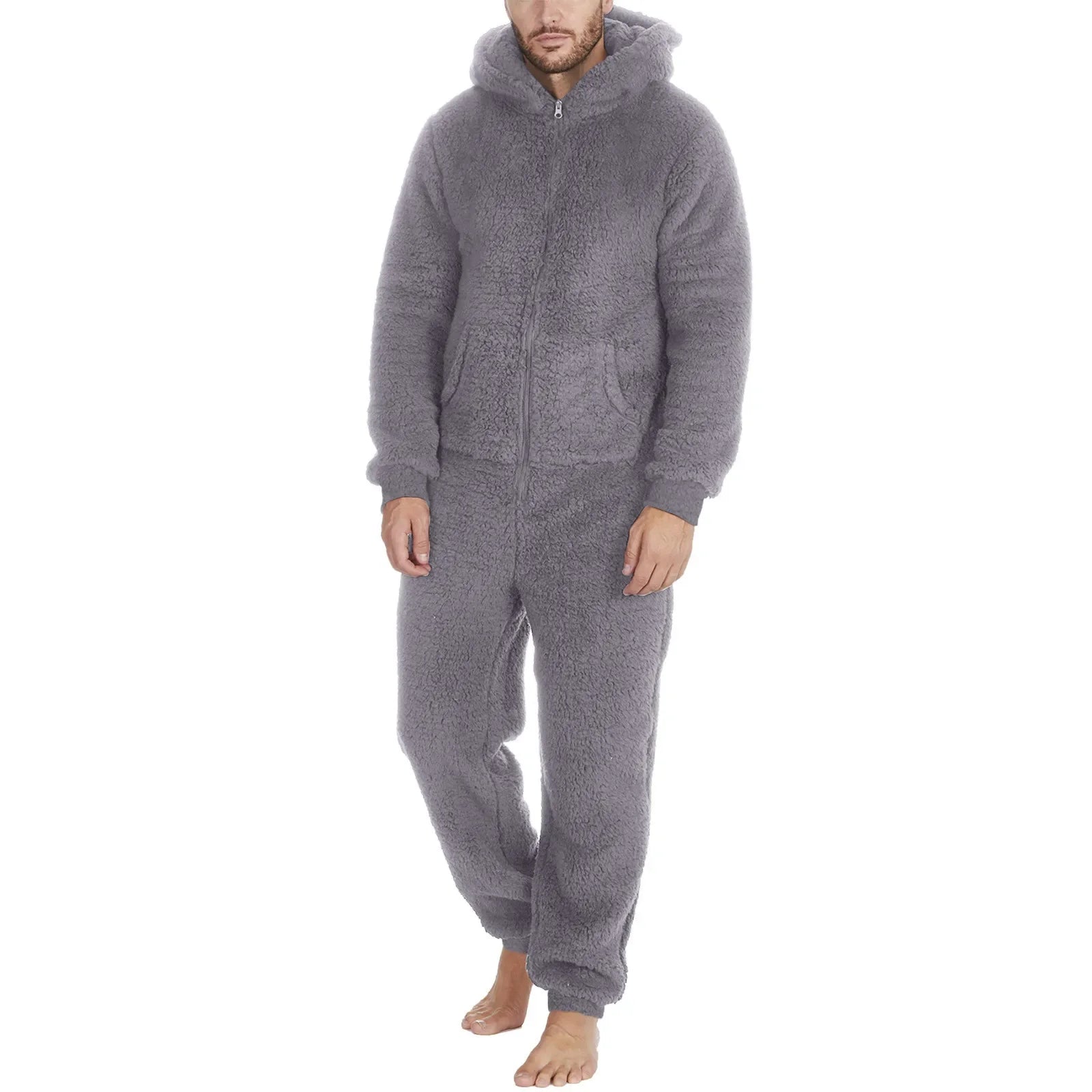 Men's Sleepwear Jump Suit - Plush Thermal One-piece Pajamas