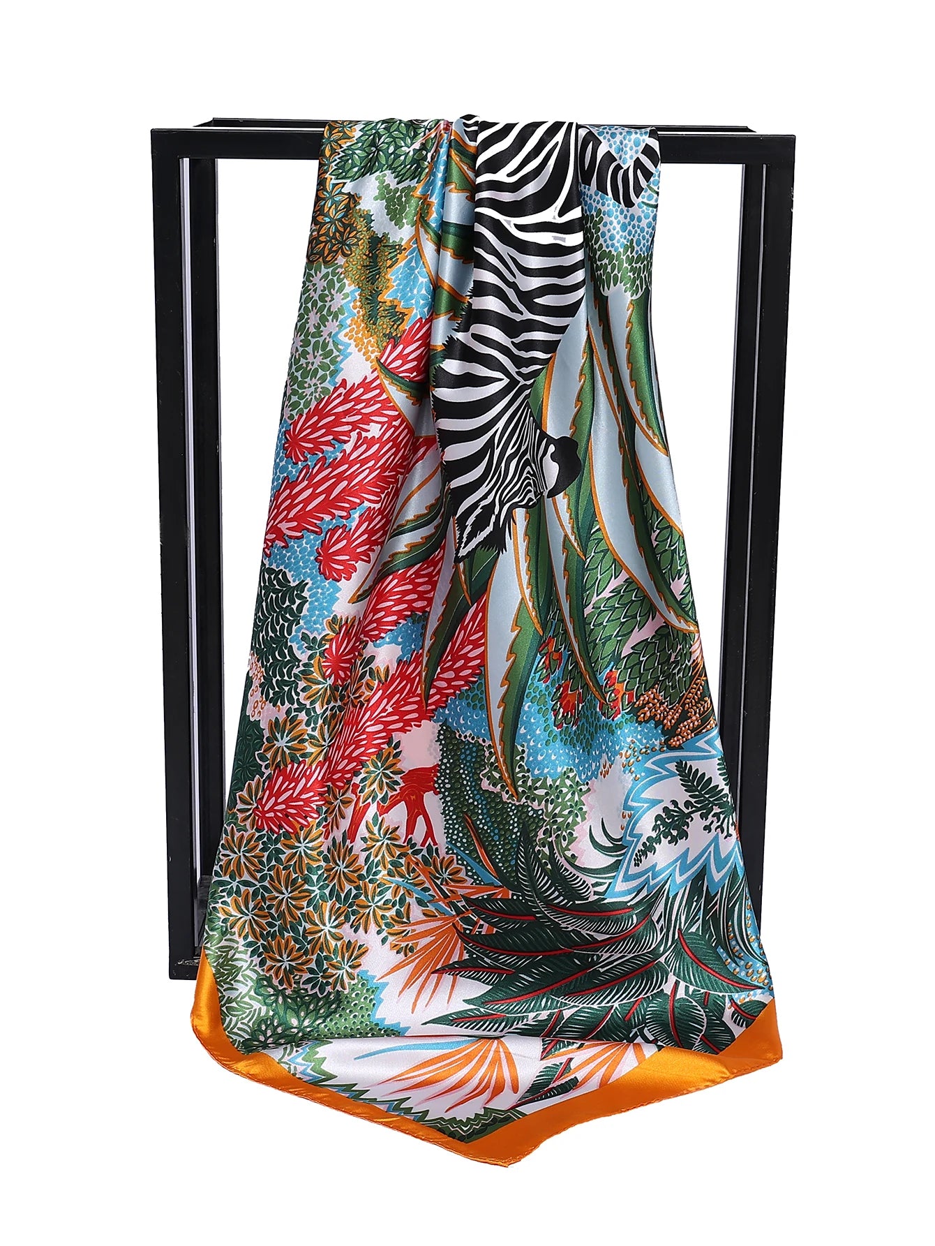 Luxury Brand Square Silk Scarf - Satin Print - Hijab - Scarves - Bandana - Female Shawl Wrap - Headband - Foulard 90x90 cm