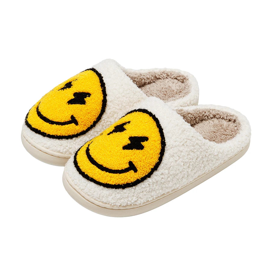 Women's Cute Lightning Smiley Face House Slippers